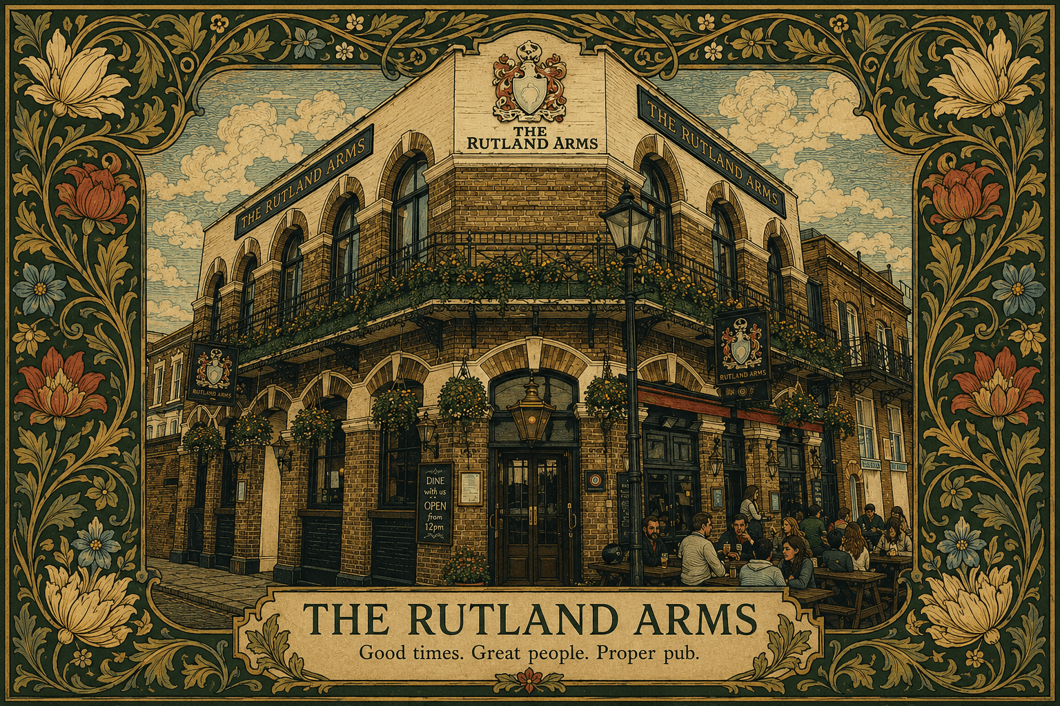 Rutland Arms — William Morris style portrait